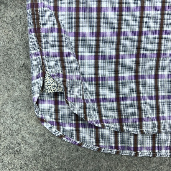 Hickey Freeman Shirt Mens Large Purple Plaid Long Sleeve‎ Button Down Cotton - Picture 7 of 12